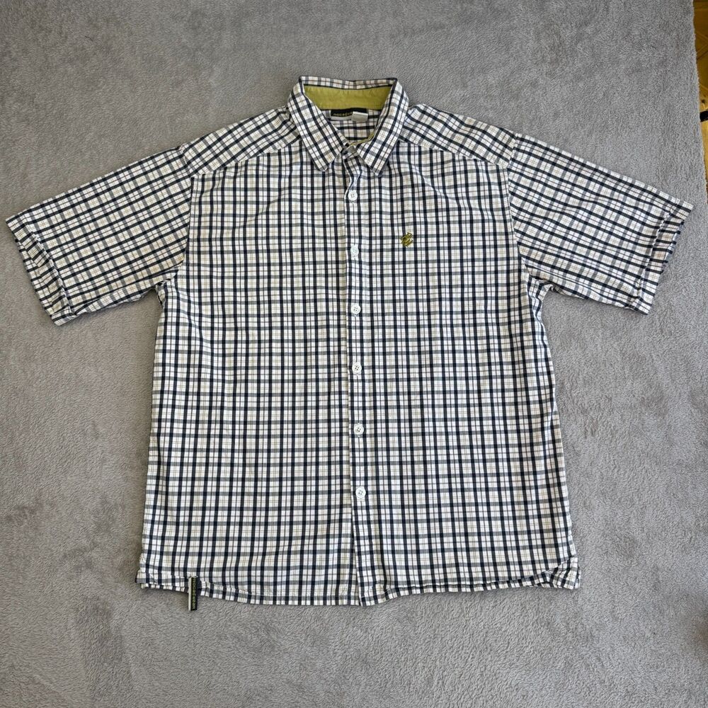 Rocawear Shirt Men XL Multicolor Tartan Plaid Cotton Embroidered Logo Button Up